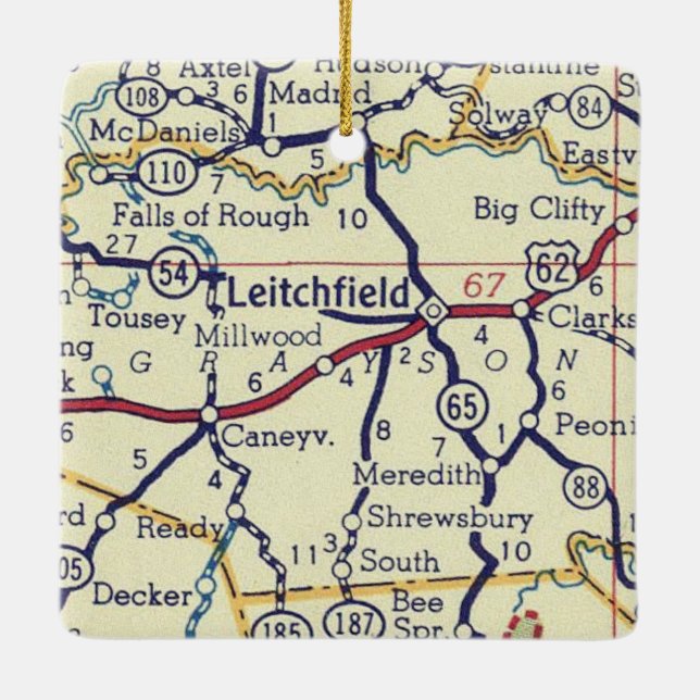 Adorno De Cerámica Mapa de cosecha de leitchfield KY (Reverso)