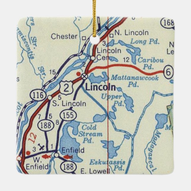 Adorno De Cerámica Mapa de cosecha de Lincoln ME (Reverso)