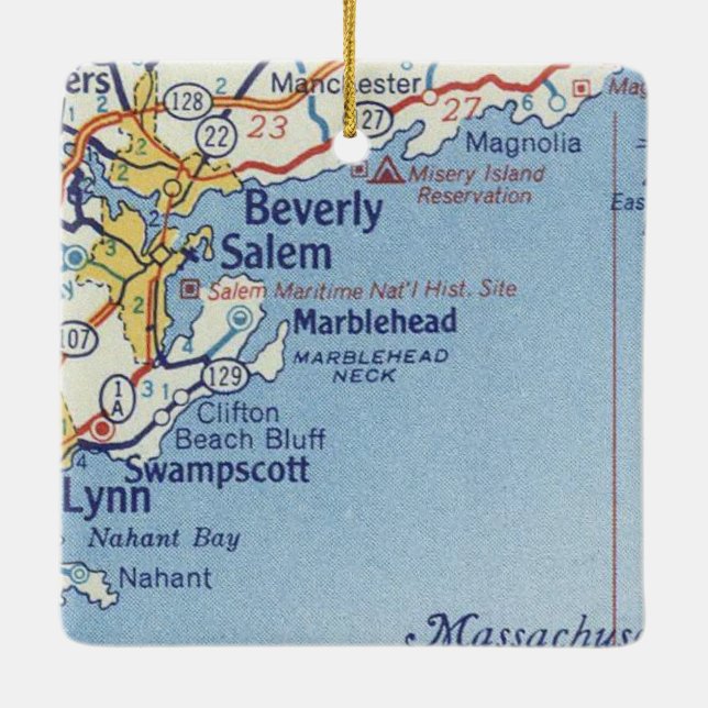 Adorno De Cerámica Mapa de cosecha de MAMÁES de marblehead (Reverso)