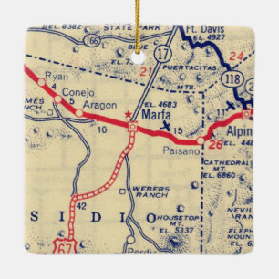 Adorno De Cerámica Mapa de cosecha de Marfa TX