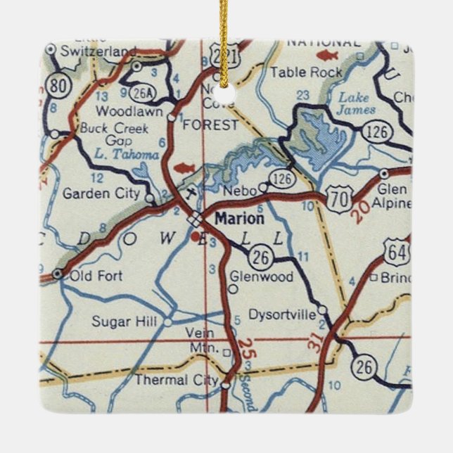 Adorno De Cerámica Mapa de cosecha de marion NC (Reverso)
