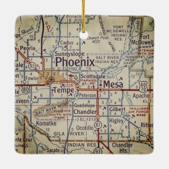 Adorno De Cerámica Mapa de cosecha de Phoenix AZ (Reverso)