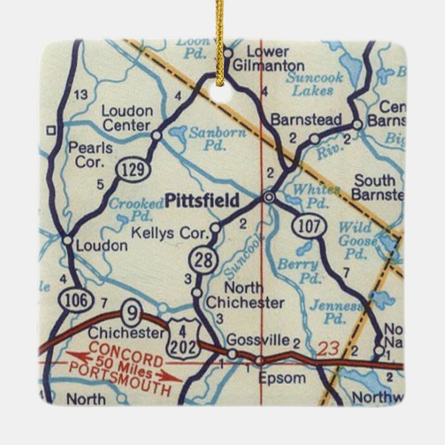Adorno De Cerámica Mapa de cosecha de Pittsfield NH (Reverso)