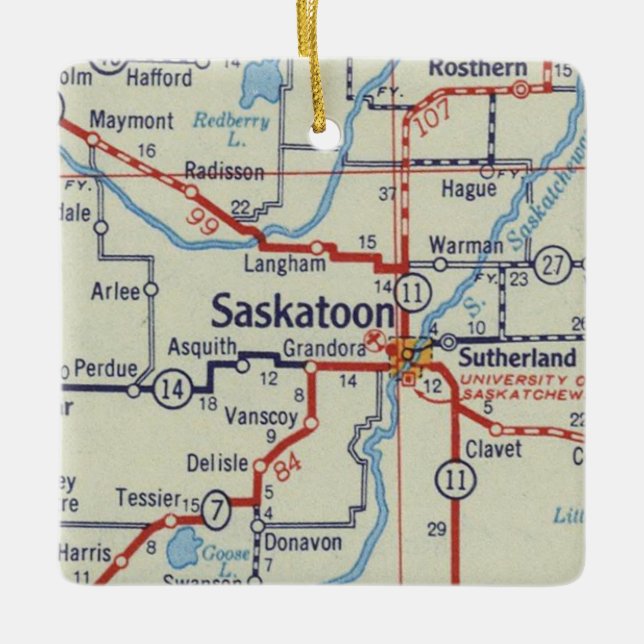 Adorno De Cerámica Mapa de cosecha de Saskatoon (Anverso)