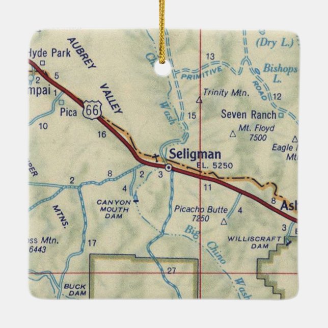 Adorno De Cerámica Mapa de cosecha de Seligman AZ (Reverso)