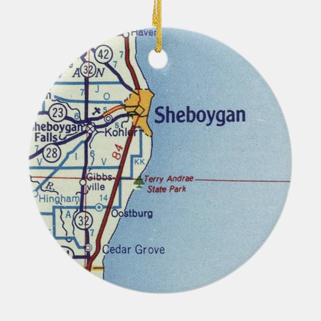 Adorno De Cerámica Mapa de cosecha de Sheboygan WI (Atrás)