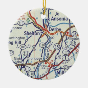 Adorno De Cerámica Mapa de cosecha de Shelton CT