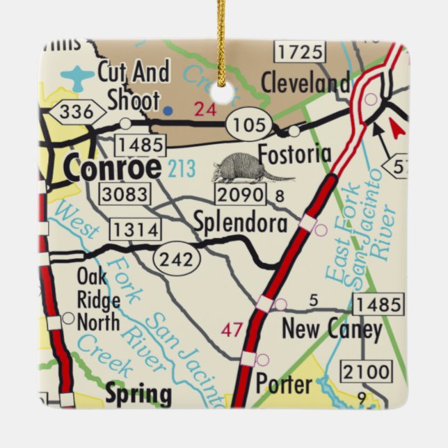 Adorno De Cerámica Mapa de cosecha de Splendora TX (Reverso)