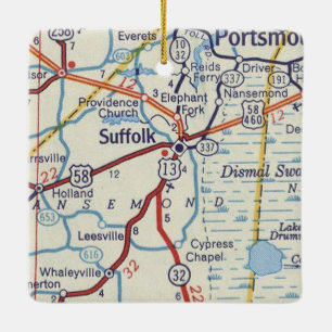 Adorno De Cerámica Mapa de cosecha de Suffolk VA