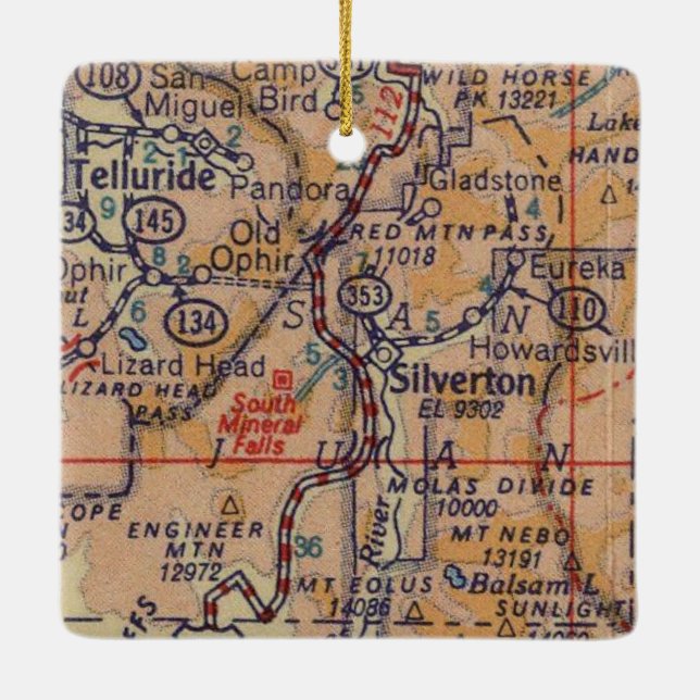 Adorno De Cerámica Mapa de cosecha de tellurida (Reverso)