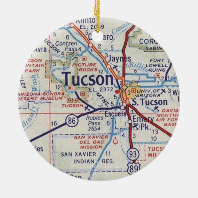 Adorno De Cerámica Mapa de cosecha de Tucson AZ (Atrás)