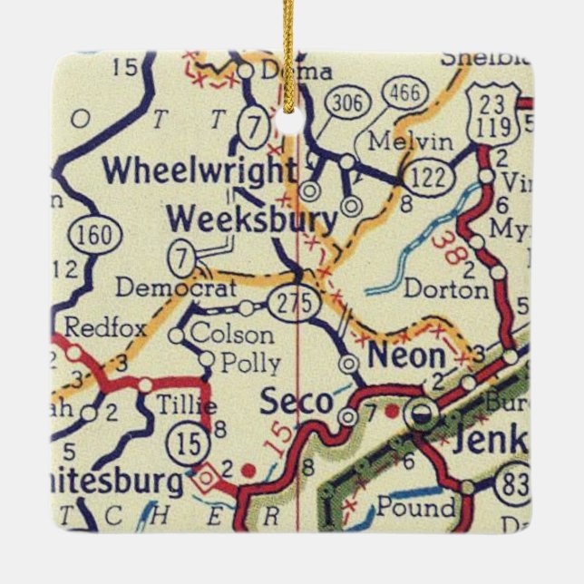 Adorno De Cerámica Mapa de cosecha de voladizo KY (Reverso)