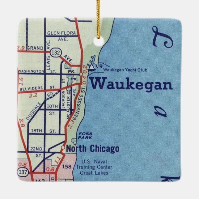 Adorno De Cerámica Mapa de cosecha de waukegan (Reverso)