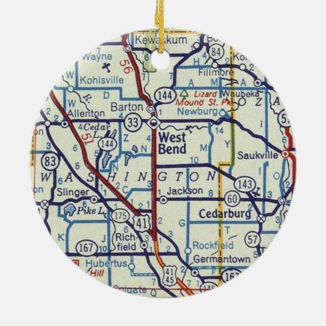 Adorno De Cerámica Mapa de cosecha de West Bend WI (Atrás)