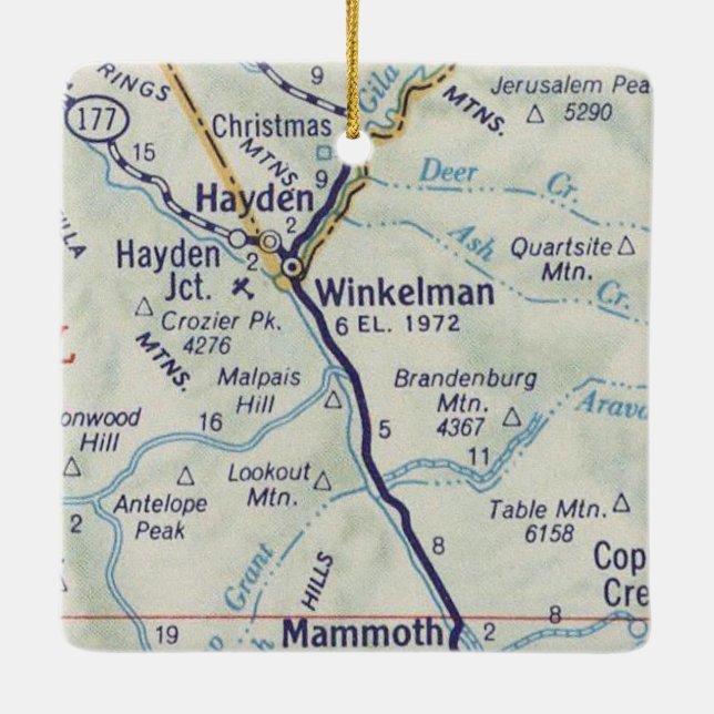 Adorno De Cerámica Mapa de cosecha de Winkleman AZ (Reverso)