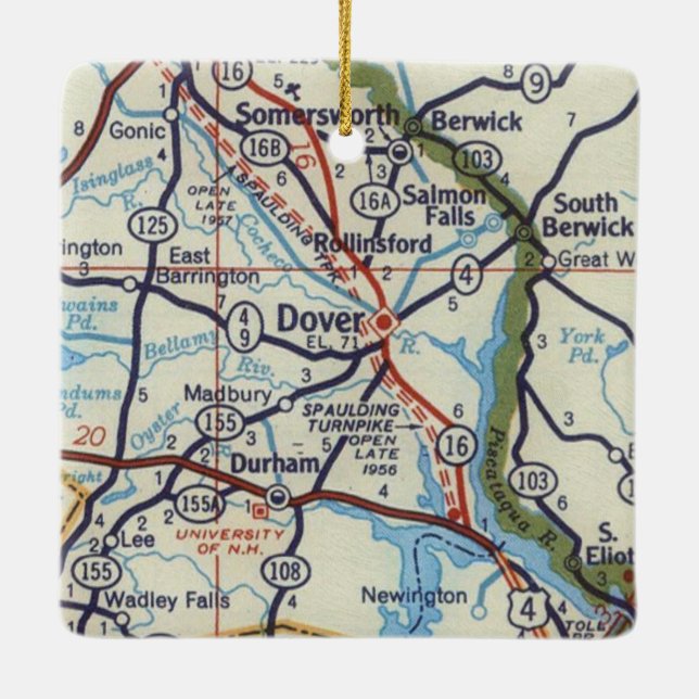 Adorno De Cerámica Mapa de cosecha Dover NH (Reverso)