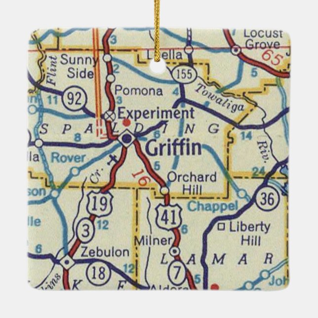 Adorno De Cerámica Mapa de cosecha Griffin GA (Reverso)