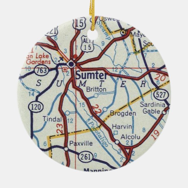 Adorno De Cerámica Mapa de cosecha SC de Sumter (Atrás)