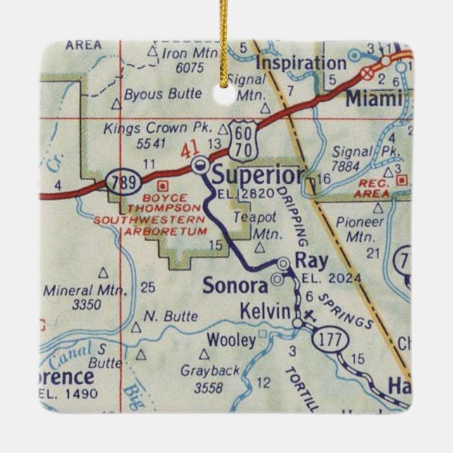 Adorno De Cerámica Mapa de cosecha superior de Arizona (Reverso)