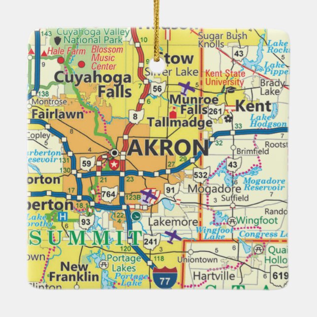Adorno De Cerámica Mapa de cosechas de Akron OH (Reverso)
