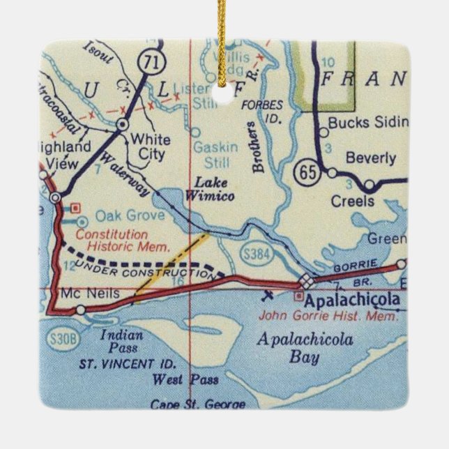Adorno De Cerámica Mapa de cosechas de Apalachicola (Reverso)