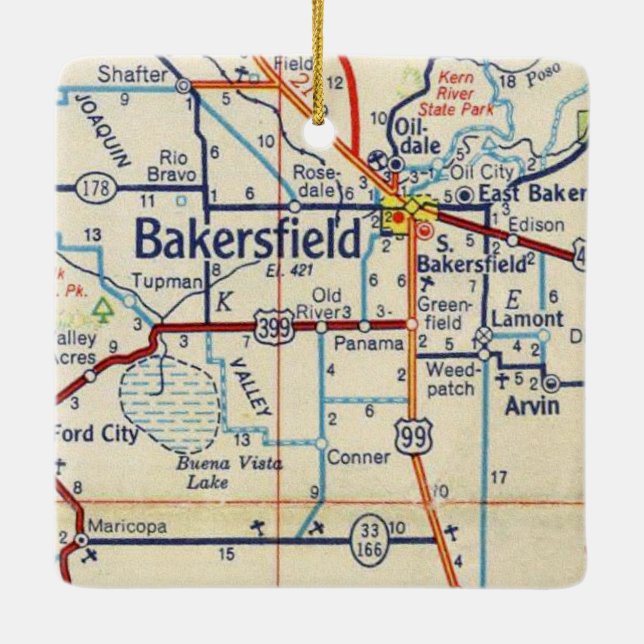 Adorno De Cerámica Mapa de cosechas de Bakersfield (Reverso)