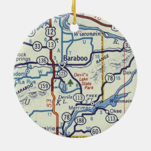 Adorno De Cerámica Mapa de cosechas de Baraboo WI