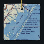 Adorno De Cerámica Mapa de cosechas de Beach Haven NJ<br><div class="desc">Ornamento navideño Beach Haven NJ con mapa vintage de la Ciudad Surf a Tuckerton NJ.</div>