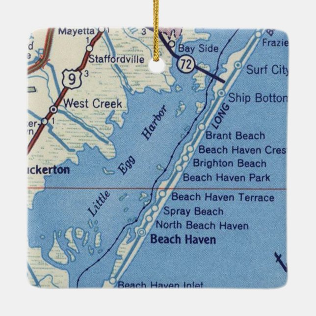 Adorno De Cerámica Mapa de cosechas de Beach Haven NJ (Reverso)