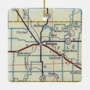 Adorno De Cerámica Mapa de cosechas de Benson Minnesota