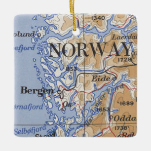 Adorno De Cerámica Mapa de cosechas de Bergen Norway