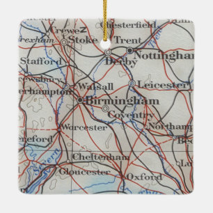 Adorno De Cerámica Mapa de cosechas de Birmingham Inglaterra