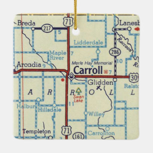 Adorno De Cerámica Mapa de cosechas de Carroll Iowa