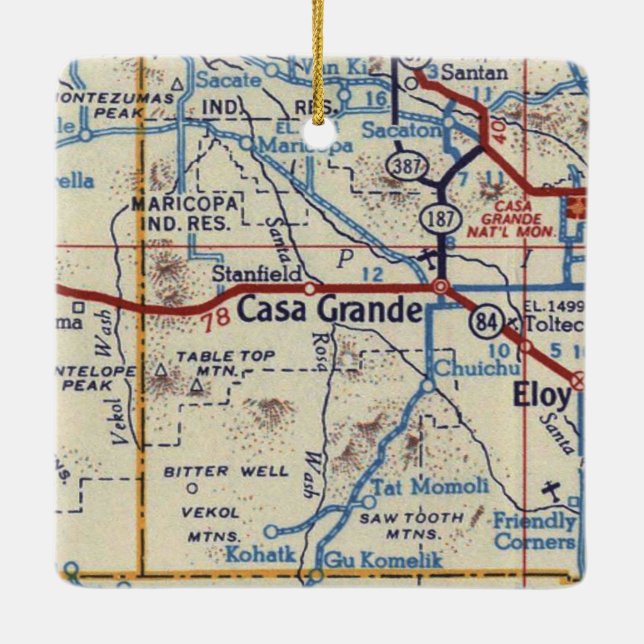 Adorno De Cerámica Mapa de cosechas de Casa Grande Arizona (Reverso)