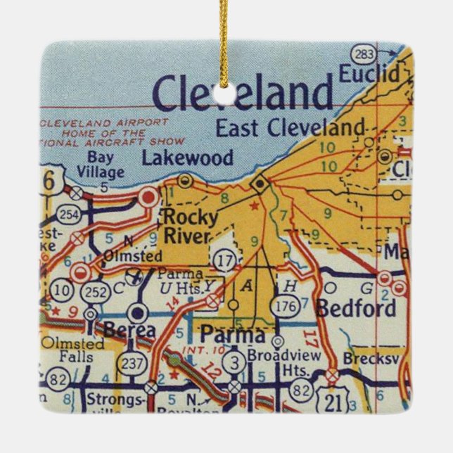 Adorno De Cerámica Mapa de cosechas de Cleveland (Reverso)