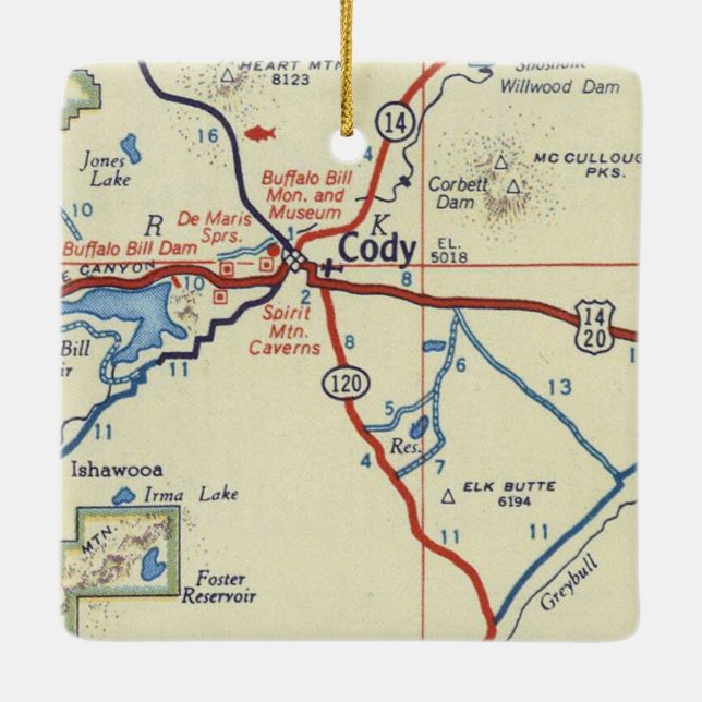 Adorno De Cerámica Mapa de cosechas de Cody Wyoming (Reverso)