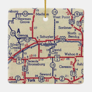 Adorno De Cerámica Mapa de cosechas de Columbus NE