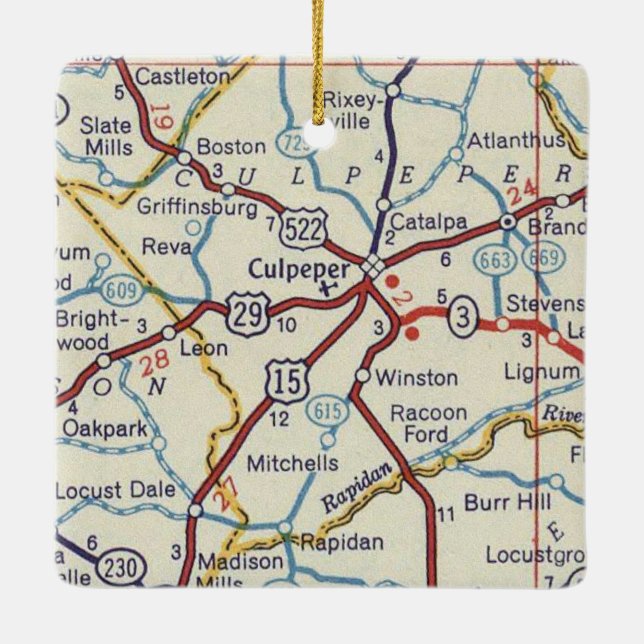 Adorno De Cerámica Mapa de cosechas de culpeper VA (Reverso)