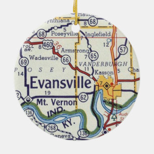 Adorno De Cerámica Mapa de cosechas de Evansville Indiana