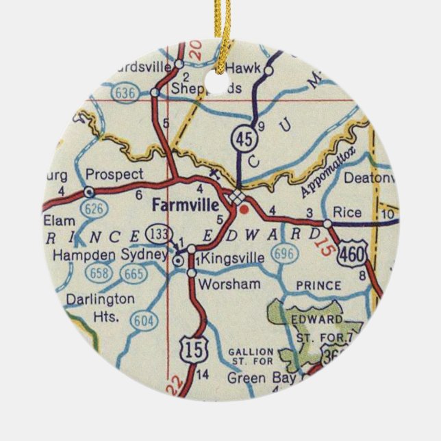 Adorno De Cerámica Mapa de cosechas de Farmville VA (Frente)
