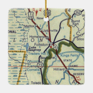 Adorno De Cerámica Mapa de cosechas de Folkston Georgia