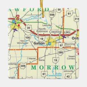 Adorno De Cerámica Mapa de cosechas de Galion Ohio