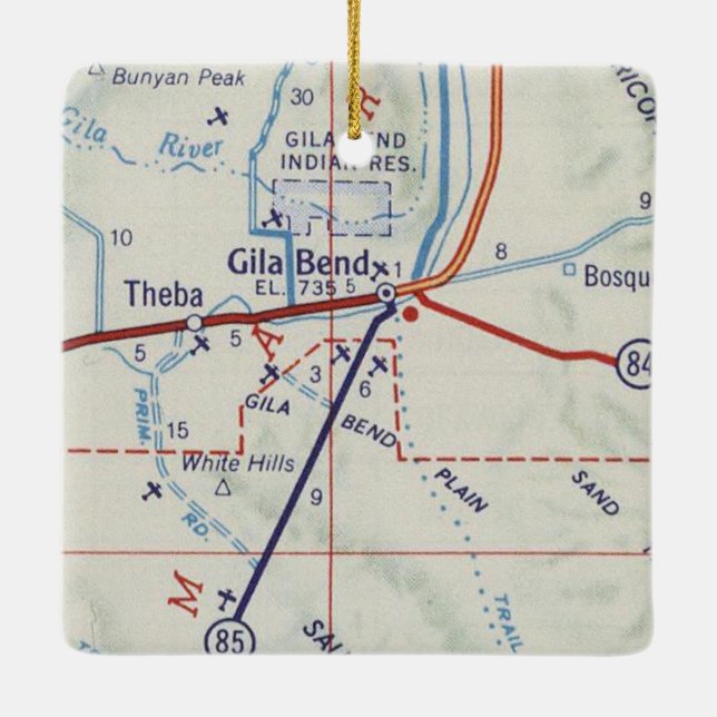 Adorno De Cerámica Mapa de cosechas de Gila Bend AZ (Reverso)