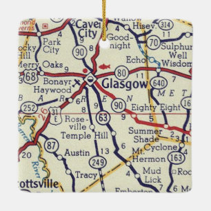 Adorno De Cerámica Mapa de cosechas de Glasgow KY