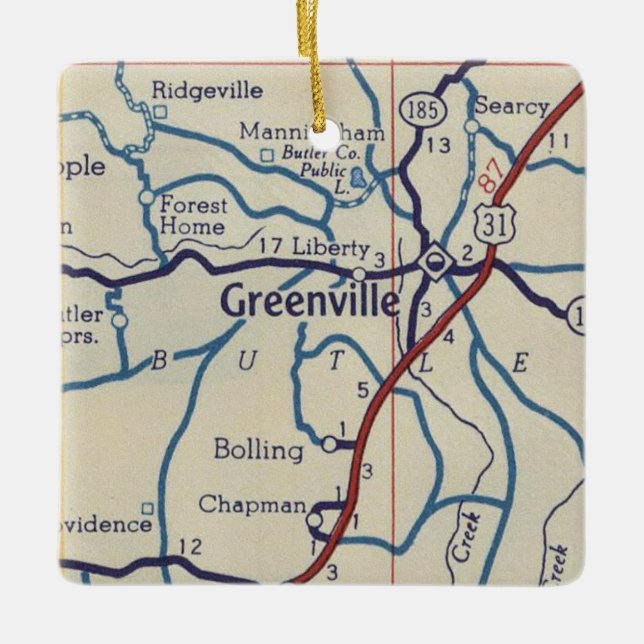 Adorno De Cerámica Mapa de cosechas de Greenville AL (Anverso)
