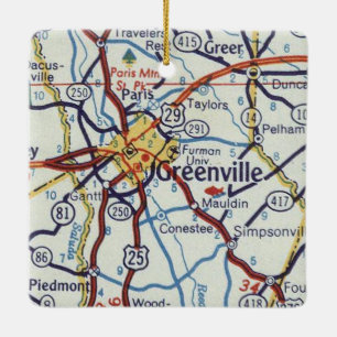 Adorno De Cerámica Mapa de cosechas de Greenville SC