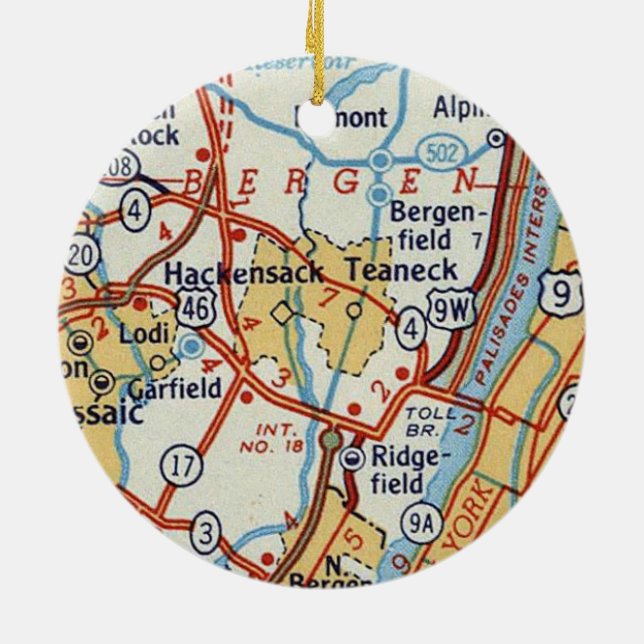 Adorno De Cerámica Mapa de cosechas de Hackensack NJ (Atrás)