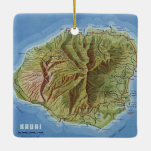 Adorno De Cerámica Mapa de cosechas de Kauai