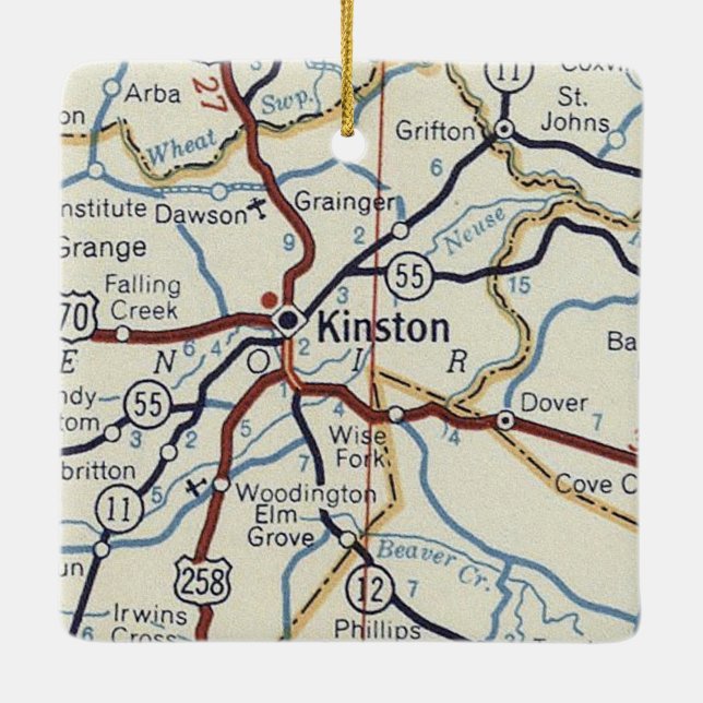 Adorno De Cerámica Mapa de cosechas de Kinston NC (Reverso)