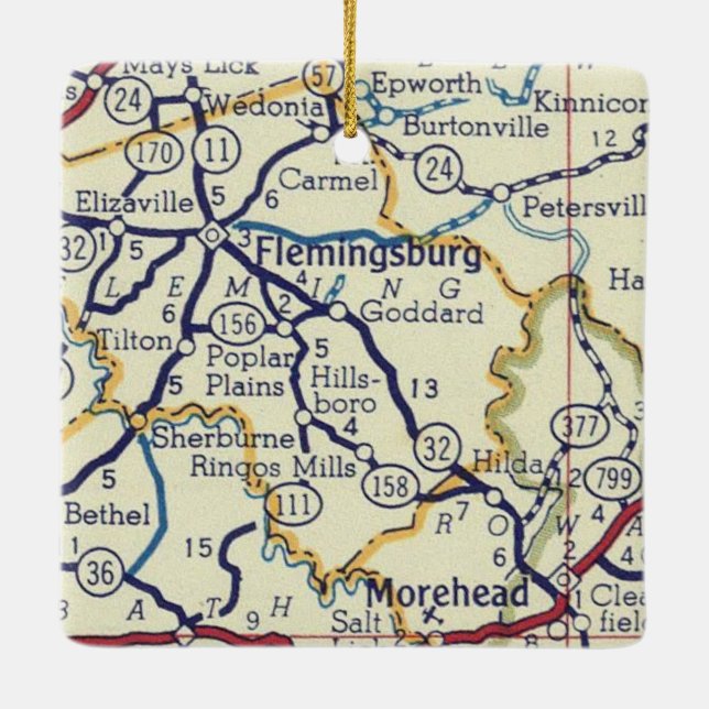 Adorno De Cerámica Mapa de cosechas de KY de Flemingsburg (Reverso)